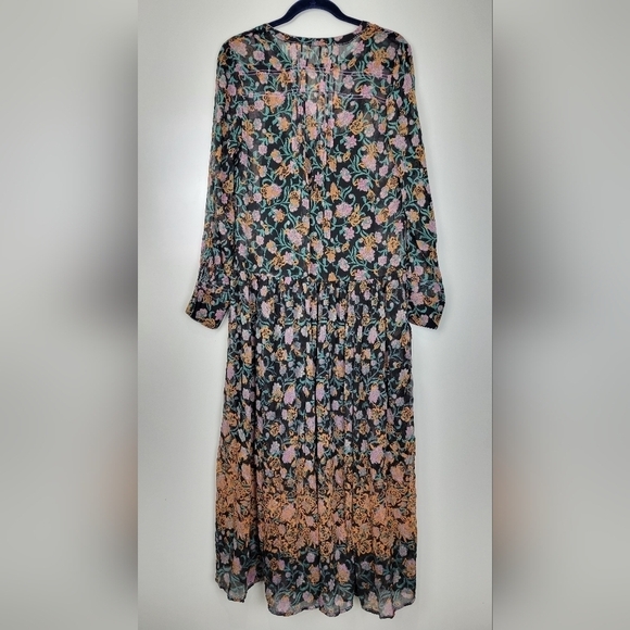 NWT Free People See It Through Floral Pleated Boho Maxi Dress Size Small - Picture 5 of 15